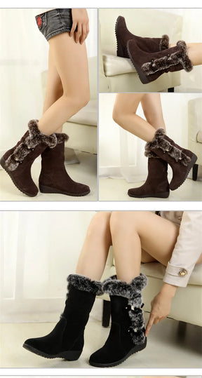 Bota Feminina Puff Aveludada de Inverno