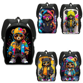 Mochila Casual Unissex Estampa Urso Tye Day Mochila De Alta Capacidade