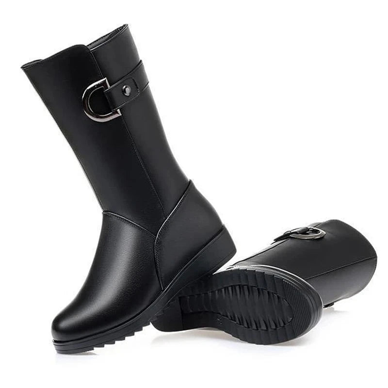 Bota de Couro Inverno Pelúciada Street Casual