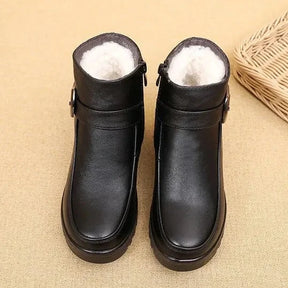 Bota de Couro Inverno Acolchoada Impermeável