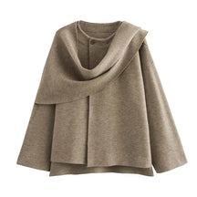 Casaco Feminino Assimétrico Transpassado Tendência Inverno