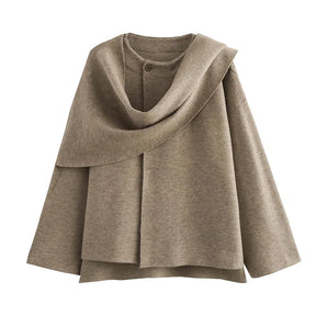 Casaco Feminino Assimétrico Transpassado Tendência Inverno