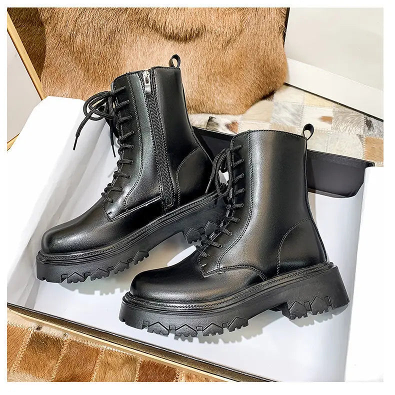 Bota de Couro Inverno Coturno Aveludado Mind