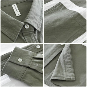 Camisa Social Masculina De Duas Cores Moda Retalhos Com Bolsos Grandes