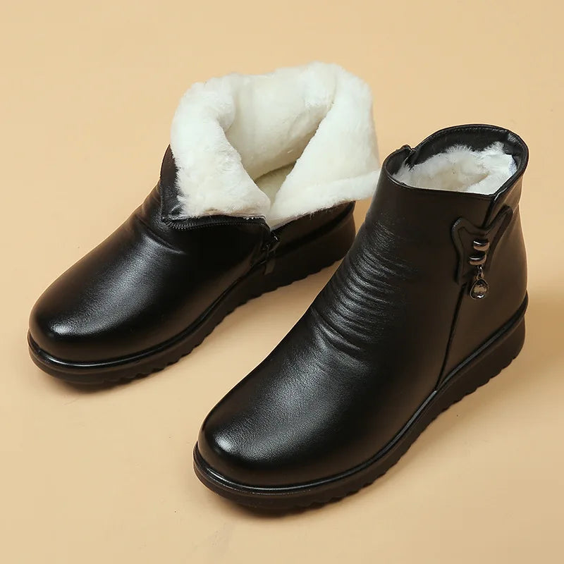 Bota de Couro Casual Forrada Inverno Mellina