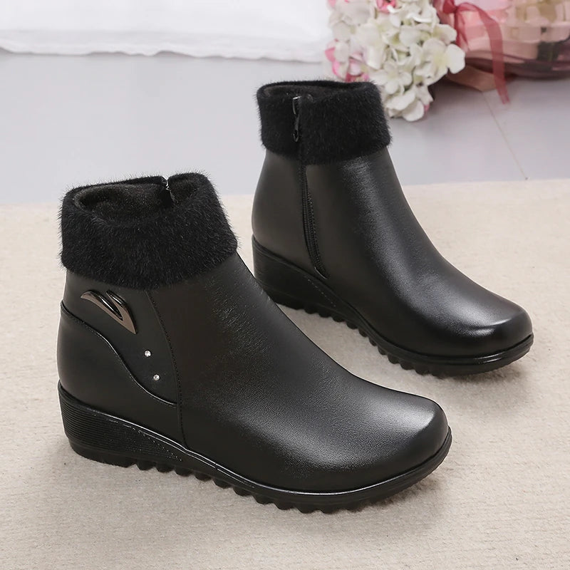 Bota de Couro Inverno Casual Hellena