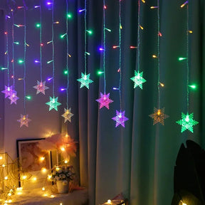 Cortina De Luzes De LED Decoração Natalina Guirlanda  Flocos De Neve - Promoção 2025
