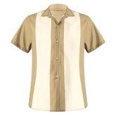 Camisa Masculina Moda Retrô Estampa Listrada Camisa de Botões