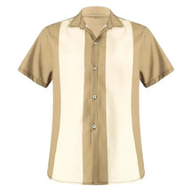 Camisa Masculina Moda Retrô Estampa Listrada Camisa de Botões