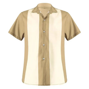 Camisa Masculina Moda Retrô Estampa Listrada Camisa de Botões
