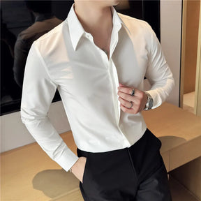 Camisa Social Masculina Com Gravata Moda Casual De Alta Qualidade