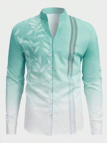 Camisa Social Masculina Gola Redonda Com Botões Camisa Estampada