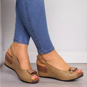 Sandália Ortopédica Feminina Plataforma Moda Vintage Com Arco de Apoio