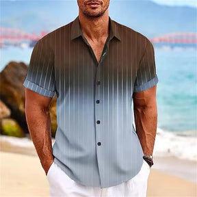 Camisa Masculina Moda Praiana Listrada Com Cores Degradê Tendência