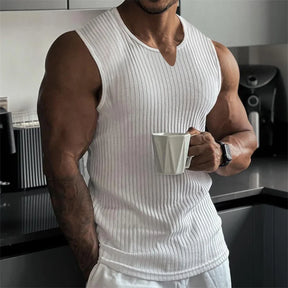 Camisa Masculina gola v sem Mangas De Malha Moda Fitness