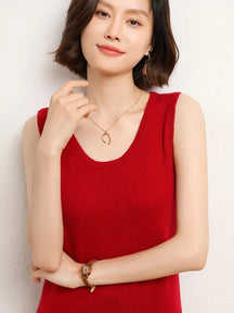 Camisa Solta Feminina Gola U Sem Mangas Moda Casual