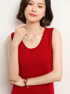 Camisa Solta Feminina Gola U Sem Mangas Moda Casual