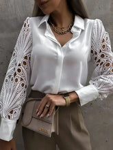 Camisa Feminina Manga Longa De Renda Moda Vintage Elegante