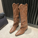 Bota Feminina Longa Decorada Com Strass De Bico Fino Tendência