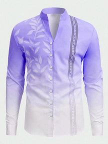Camisa Social Masculina Gola Redonda Com Botões Camisa Estampada