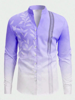 Camisa Social Masculina Gola Redonda Com Botões Camisa Estampada