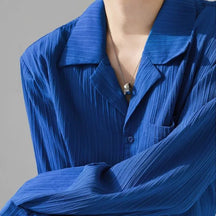 Camisa Masculina Moda Casal Com Bolso E Lapela Camisa De Listras Em Relevo
