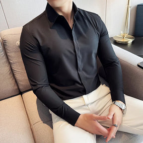 Camisa Social Masculina Com Gravata Moda Casual De Alta Qualidade