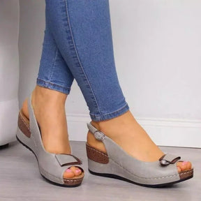 Sandália Ortopédica Feminina Plataforma Moda Vintage Com Arco de Apoio