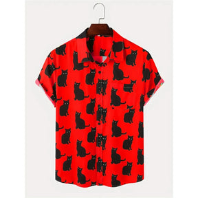 Camisa Moda Casual Masculina Estampada De Peito Único Moda Solta Simples