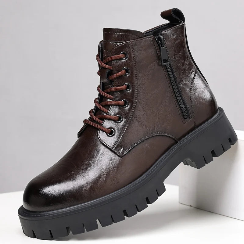 Bota de Couro Inverno Masculina Coturno Derby