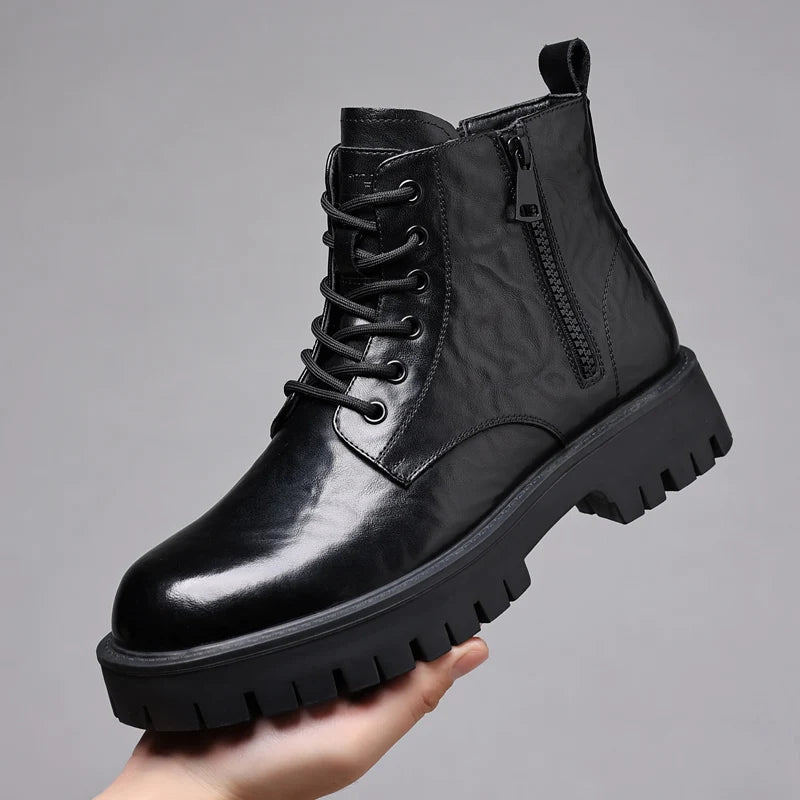 Bota de Couro Inverno Masculina Coturno Derby