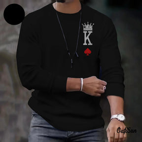 Camisa Masculina Moda Casual De Manga Longa Estampa Poker Material De Alta Qualidade