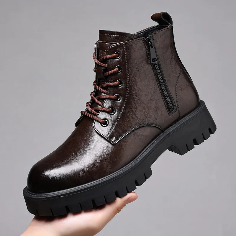 Bota de Couro Inverno Masculina Coturno Derby