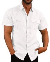 Camisa Masculina Moda Casual Com Dois Bolsos E Botões Tendência