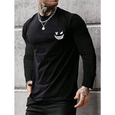 Camisa Masculina De Cor Sólida Manga Longa Respirável Refrescante Estampa Emoji