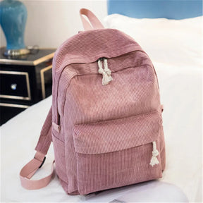Mochila Escolar Feminina De Veludo Com Compartimentos