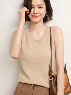Camisa Solta Feminina Gola U Sem Mangas Moda Casual