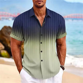 Camisa Masculina Moda Praiana Listrada Com Cores Degradê Tendência