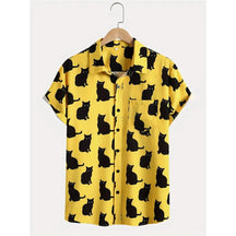 Camisa Moda Casual Masculina Estampada De Peito Único Moda Solta Simples