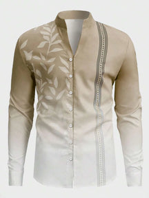 Camisa Social Masculina Gola Redonda Com Botões Camisa Estampada