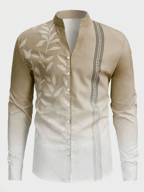 Camisa Social Masculina Gola Redonda Com Botões Camisa Estampada