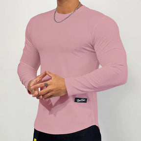 Camisa Masculina Slim Manga Comprida Camisa de Cor Sólida Alta Qualidade