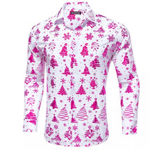 Camisa Social Masculina De Manga Comprida Estampa Natalina Moda Casual