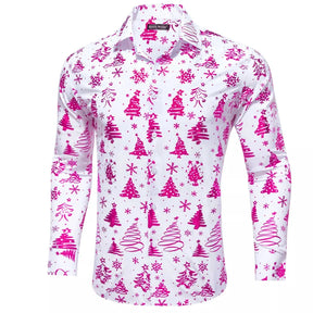 Camisa Social Masculina De Manga Comprida Estampa Natalina Moda Casual