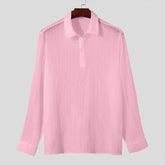Camisa elegante Masculina Gola V Camisa Respirável de Manga Comprida Tendência