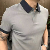 Camisa gola Polo Masculina Moda Monocromática Estilo Inglês De Alta Qualidade