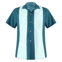 Camisa Masculina Moda Retrô Estampa Listrada Camisa de Botões