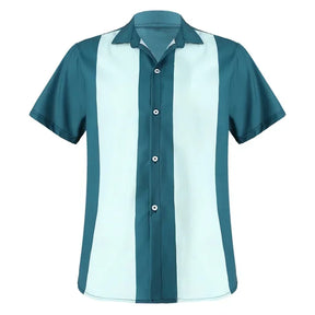 Camisa Masculina Moda Retrô Estampa Listrada Camisa de Botões