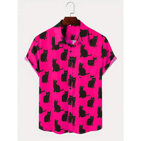Camisa Moda Casual Masculina Estampada De Peito Único Moda Solta Simples