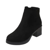 Bota Feminina De Camurça Salto Grosso Moda Elegante